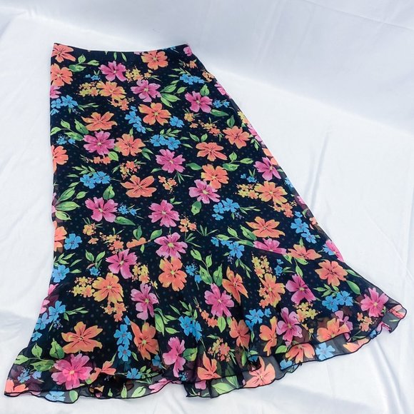 White Stag Reversible Skirt Spring Floral Polka-Dot Comfy Light Weight Womens - Picture 8 of 11